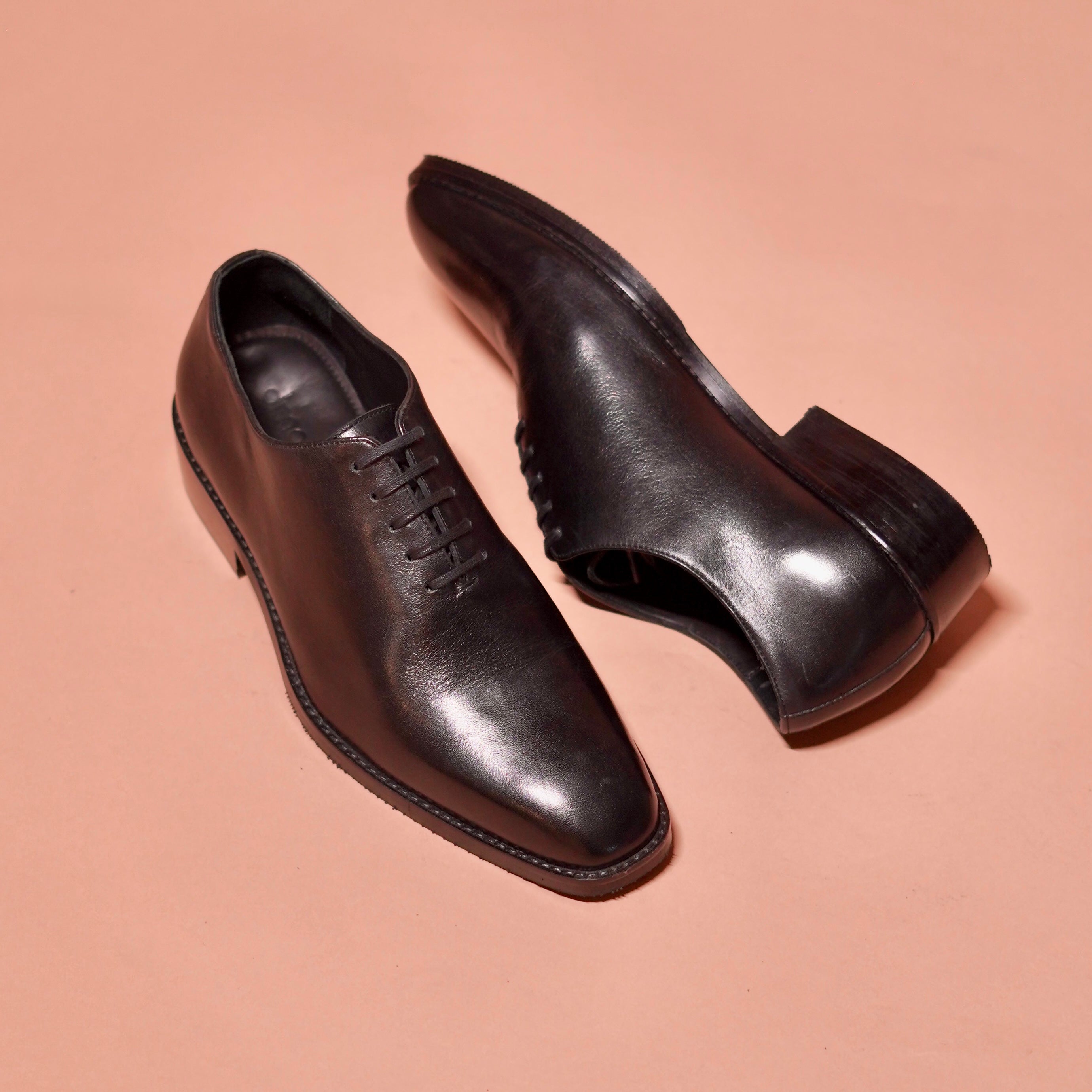 Belismo Nero | Black leather whole cut Oxfords